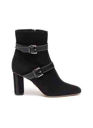 Main View - Click To Enlarge - RODO - Leather belt contrast stitch suede boots