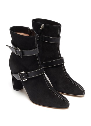 Figure View - Click To Enlarge - RODO - Leather belt contrast stitch suede boots