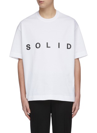 Main View - Click To Enlarge - SOLID HOMME - Logo print split hem cotton T-shirt