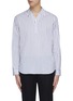 Main View - Click To Enlarge - SOLID HOMME - Stripe half placket open collar shirt