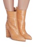 Figure View - Click To Enlarge - PARIS TEXAS - Croc embossed leather mid calf boots