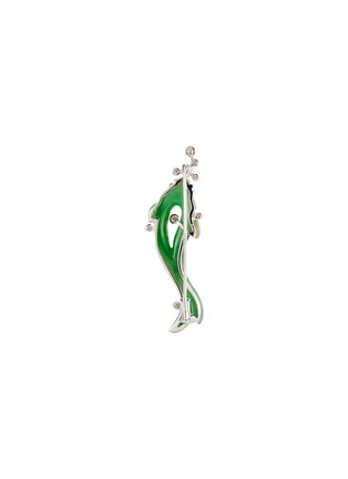 Figure View - Click To Enlarge - SAMUEL KUNG - Diamond jade 18k white gold fish brooch
