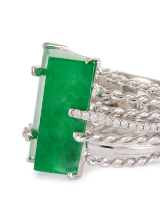 Detail View - Click To Enlarge - SAMUEL KUNG - Diamond jade18k white gold ring