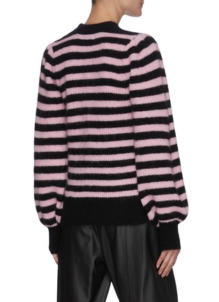 Back View - Click To Enlarge - GANNI - Puffed Sleeves Stripe Wool Sweater
