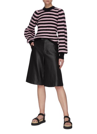 Figure View - Click To Enlarge - GANNI - Puffed Sleeves Stripe Wool Sweater