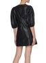 Back View - Click To Enlarge - GANNI - V-neck Bubble Sleeve Leather Dress