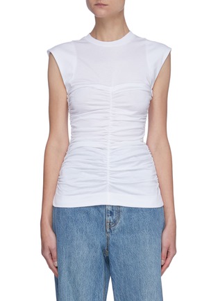 Main View - Click To Enlarge - GANNI - Ruch Corset Panel Cotton Jersey Top