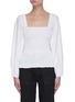 Main View - Click To Enlarge - GANNI - Puffed Sleeves Pleat Cotton Poplin Blouse