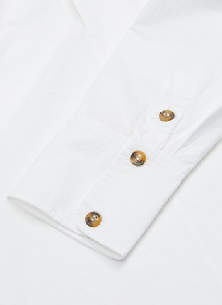 Detail View - Click To Enlarge - GANNI - Bow Collar Back Slit Cotton Poplin Dress