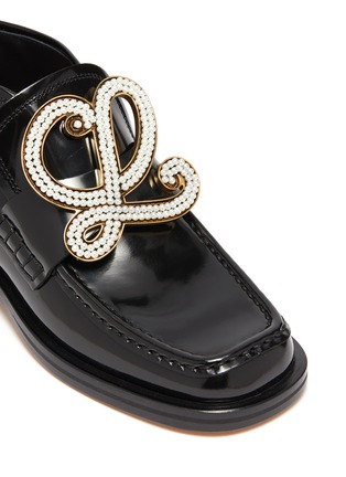 Detail View - Click To Enlarge - LOEWE - Pearl EmbellishedL buckle High Top Loafers