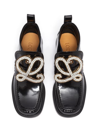Figure View - Click To Enlarge - LOEWE - Pearl EmbellishedL buckle High Top Loafers