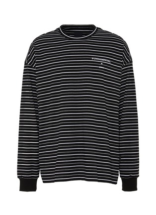 Main View - Click To Enlarge - JUUN.J - Fundamental slogan print stripe sweatshirt
