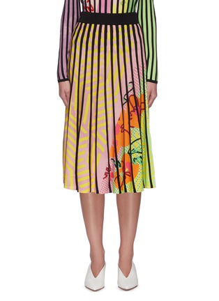 Main View - Click To Enlarge - ZI II CI IEN - Contrast vertical panels floral print midi skirt