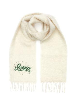 Main View - Click To Enlarge - LOEWE - Bead embroidered logo mohair scarf