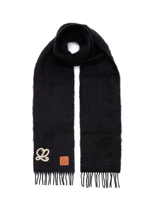Main View - Click To Enlarge - LOEWE - Embellished brooch mohair scarf