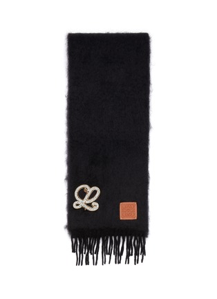 Figure View - Click To Enlarge - LOEWE - Embellished brooch mohair scarf