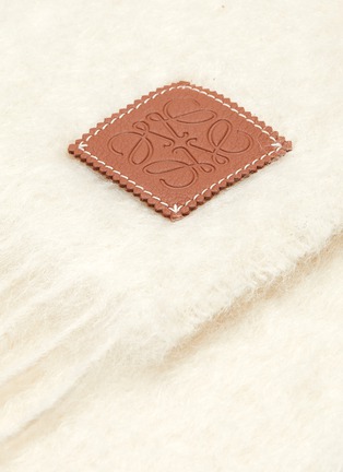 Detail View - Click To Enlarge - LOEWE - Embellished brooch mohair scarf