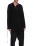 Front View - Click To Enlarge - YOHJI YAMAMOTO - Leather stitch long sleeve top
