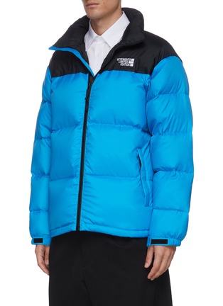 Front View - Click To Enlarge - VETEMENTS - Embroidered logo colourblock puffed down jacket
