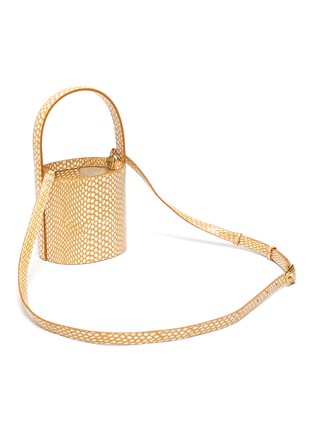 Detail View - Click To Enlarge - STAUD - 'Mini Bissett' top handle snake embossed leather bucket bag