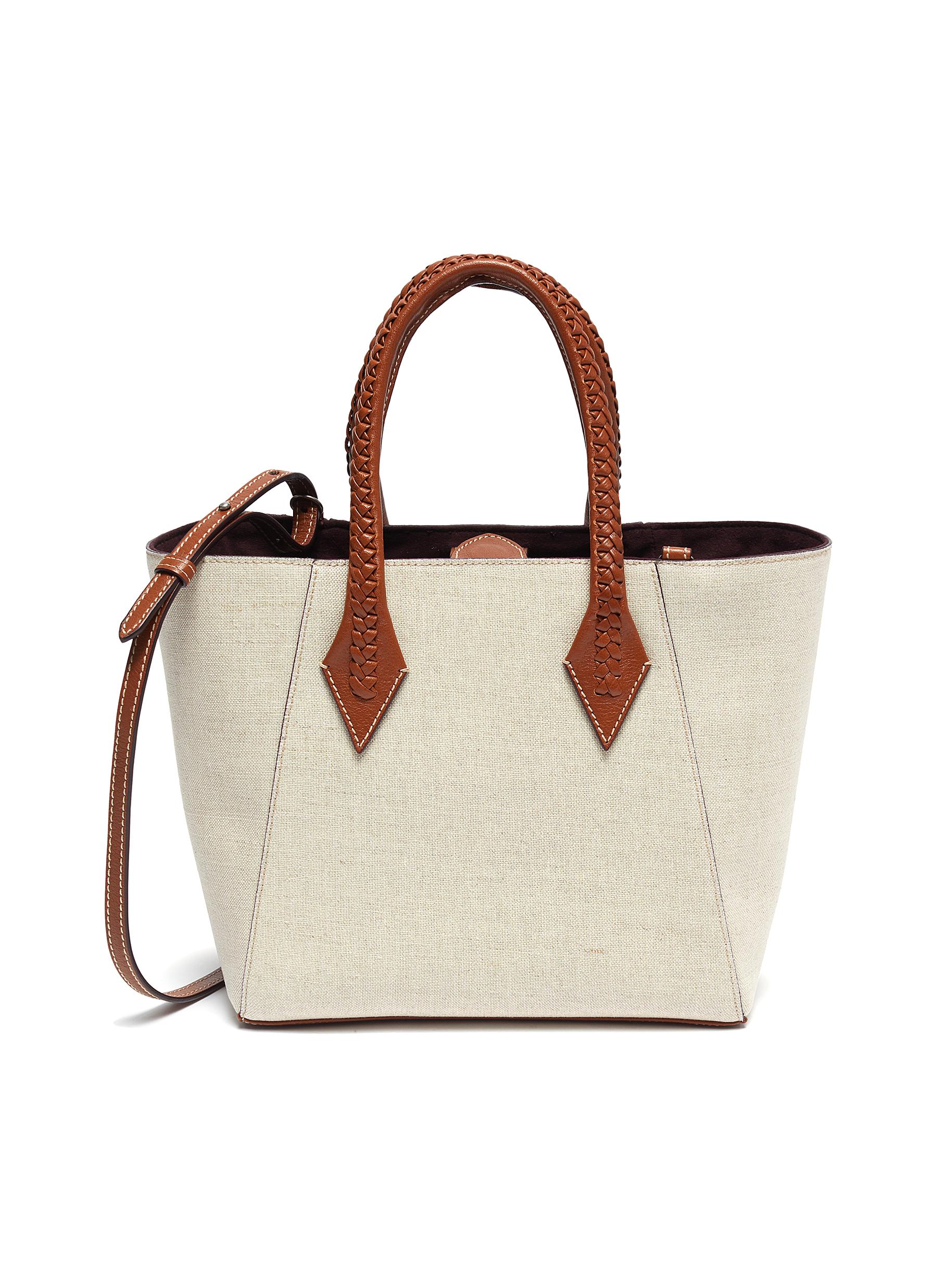 grey leather tote