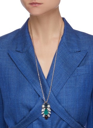 Figure View - Click To Enlarge - ANTON HEUNIS - 'Leaf' Swarovski crystal pearl pendant necklace