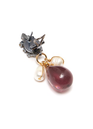Detail View - Click To Enlarge - ANTON HEUNIS - Tiny Leaf' Swarovski crystal baroque pearl drop earrings