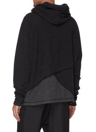 Back View - Click To Enlarge - GREG LAUREN - Fray edge patchwork hoodie
