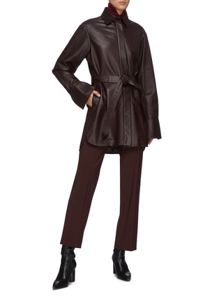 Figure View - Click To Enlarge - JOSEPH - 'Jason' Belted Nappa Leather Coat