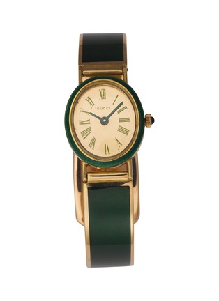 Main View - Click To Enlarge - PALAIS ROYAL - Gucci 18k gold green enamel bangle Watch