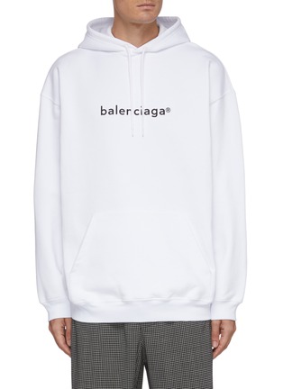 Main View - Click To Enlarge - BALENCIAGA - 'Molleton Bouclette' logo print hoodie