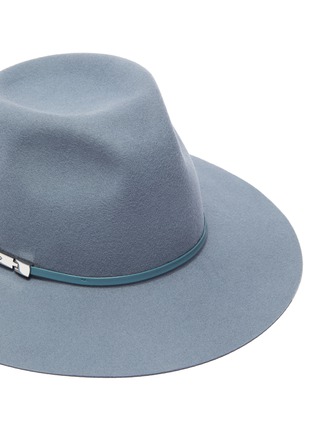 Detail View - Click To Enlarge - EUGENIA KIM - 'Georgina' Faux Leather Band Silver Buckle Fedora Hat