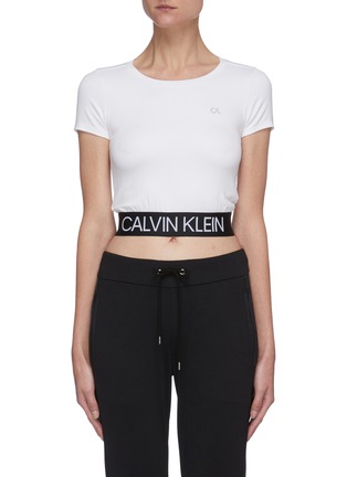 Main View - Click To Enlarge - CALVIN KLEIN PERFORMANCE - 'Active Icon' elastic logo hem crop T-shirt