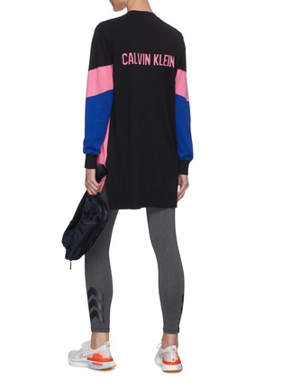 Figure View - Click To Enlarge - CALVIN KLEIN PERFORMANCE - Colourblock logo back knit cardigan
