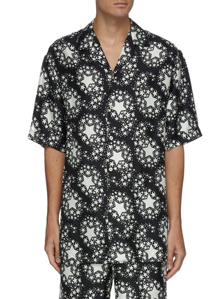 Main View - Click To Enlarge - GUCCI - Star print silk oversized bowling shirt
