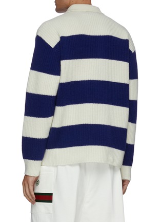 Back View - Click To Enlarge - GUCCI - Polo collar stripe wool sweater