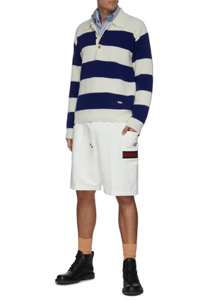 Figure View - Click To Enlarge - GUCCI - Polo collar stripe wool sweater