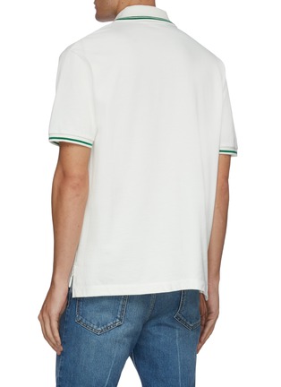 Back View - Click To Enlarge - GUCCI - Web stripe pocket cotton polo shirt