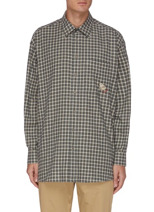 Main View - Click To Enlarge - GUCCI - Check cotton wool blend shirt