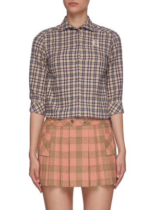 Main View - Click To Enlarge - GUCCI - Monogram embroidered check shirt