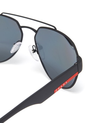 Detail View - Click To Enlarge - PRADA - Rubber temple aviator sunglasses