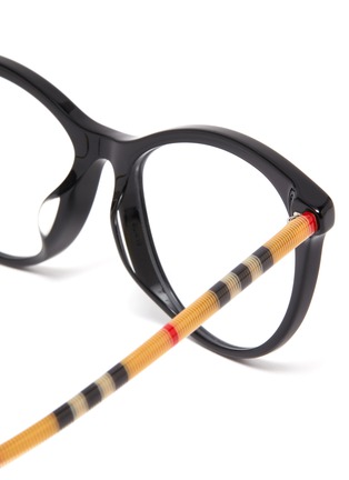 Detail View - Click To Enlarge - BURBERRY - Check temples acetate frame cateye optical glasses