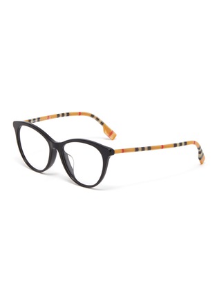 Main View - Click To Enlarge - BURBERRY - Check temples acetate frame cateye optical glasses