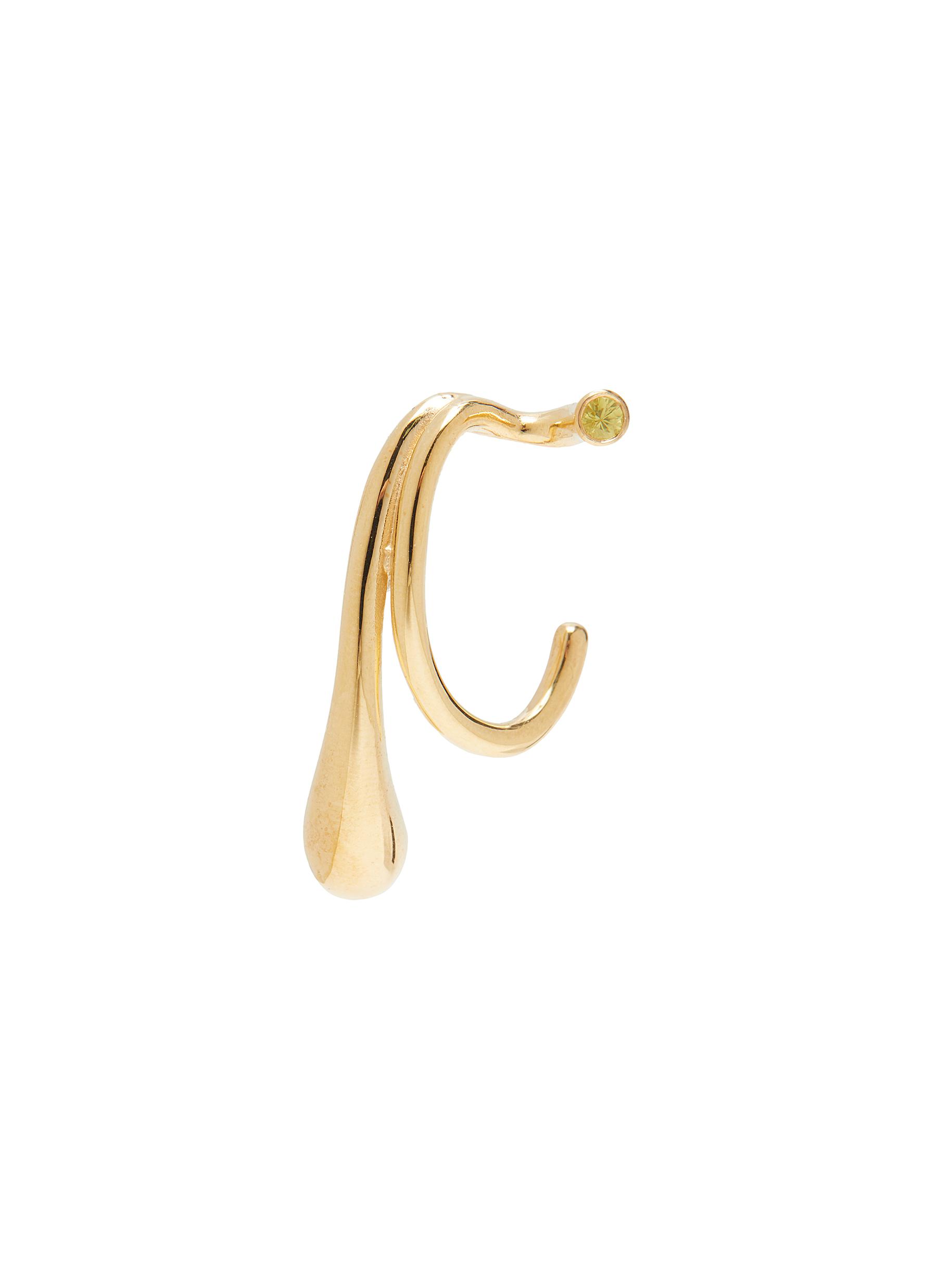 'Pei' sapphire 14k gold-plated sterling silver earpiece