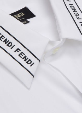  - FENDI - Logo jacquard collar cotton shirt