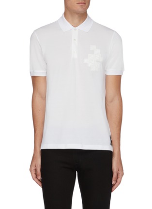 Main View - Click To Enlarge - FENDI - Strass embellished cotton pique polo shirt