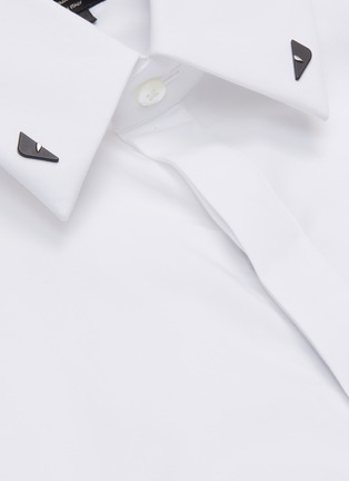  - FENDI - Metal eye embellished collar button up shirt
