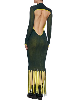 Back View - Click To Enlarge - BOTTEGA VENETA - Panel fringe knit dress