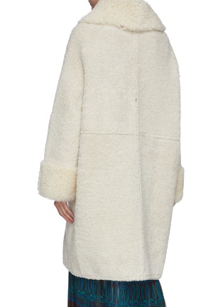 Back View - Click To Enlarge - YVES SALOMON - Leather mixed Merinillo shearling coat