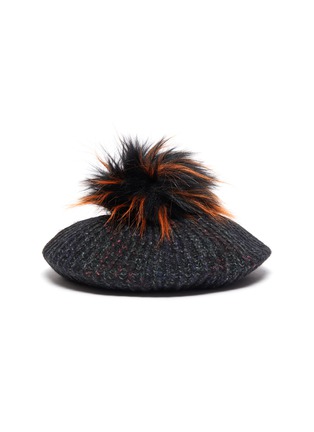 Figure View - Click To Enlarge - HEURUEH - 'Rockz' faux fur pom knit beret